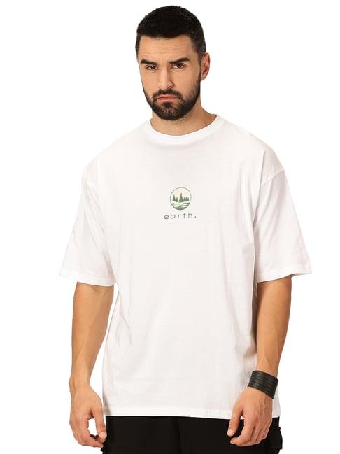 thomas scott white loose fit graphic print cotton crew t-shirt