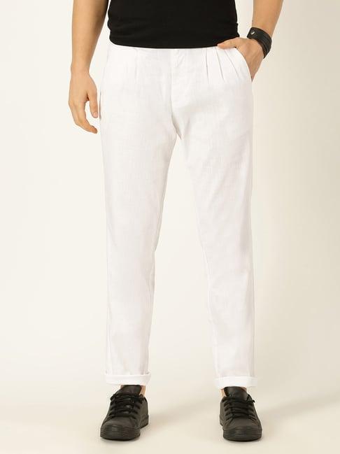 thomas scott white regular fit pleated trousers