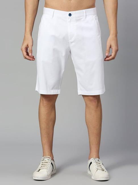 thomas scott white slim fit cotton shorts