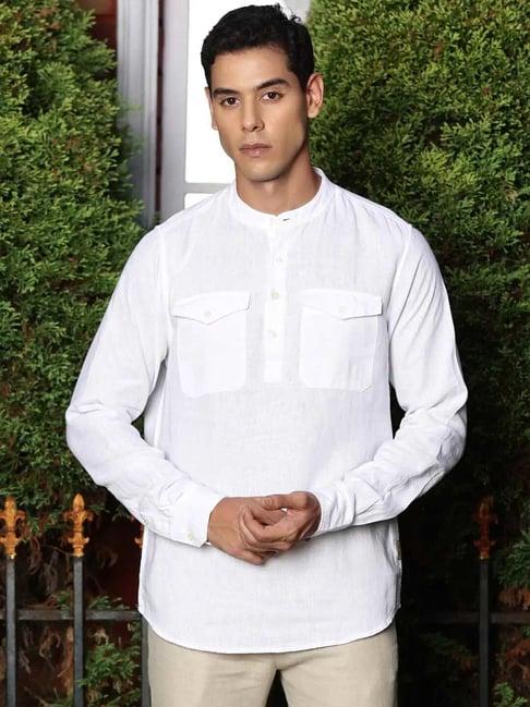 thomas scott white slim fit short kurta