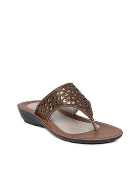 thong flat sandals with cutouts