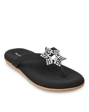 thong flip-flops with embellished accent