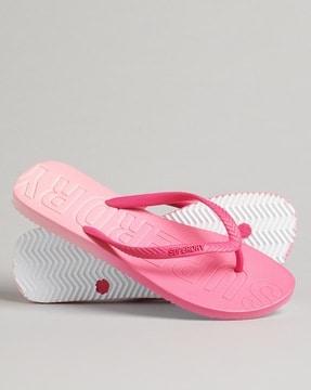 thong flip-flops with embossed branding