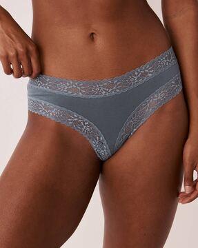 thong panties with lace trim