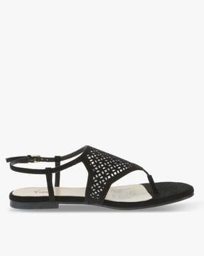 thong-strap flat sandals with ankle strap