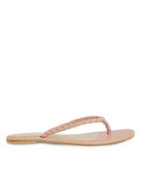 thong-strap flat sandals with braided strap