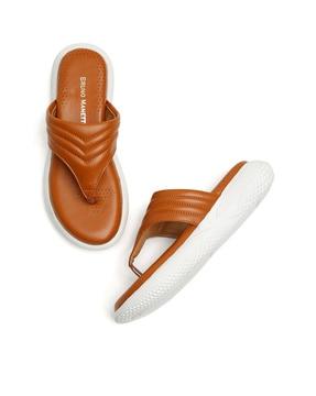 thong-strap flat sandals with broguing