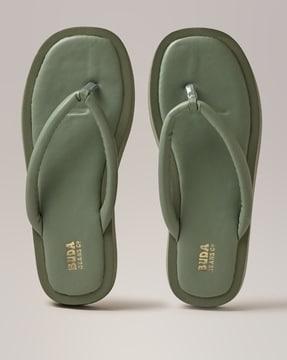 thong-strap flat sandals with cushioned footbed