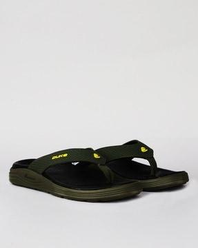 thong strap flip-flops with brand applique