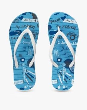 thong-strap flip-flops with printed footbed