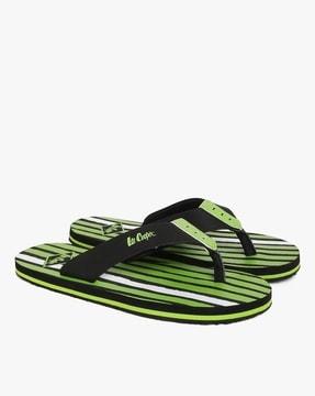 thong-strap flip-flops with striped footbed