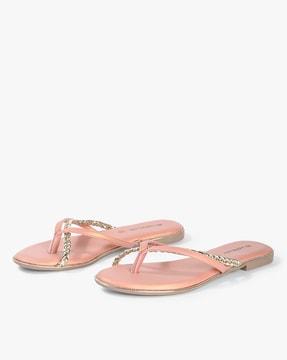 thong-strap sandals with braided strap