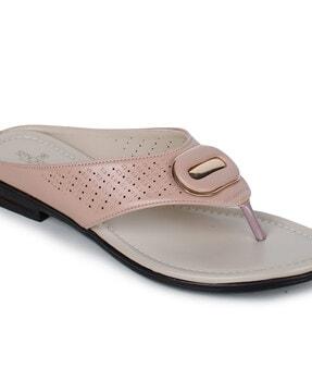 thong-strap sandals with synthetic upper