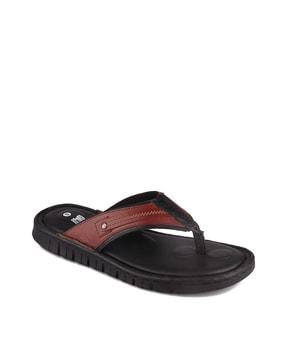 thong-style flip-flops with genuine leather upper