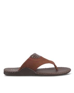 thong-style flip-flops with genuine leather