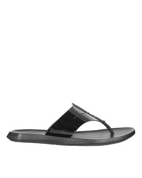 thong-style genuine leather slippers