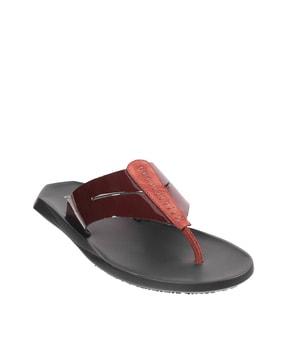 thong-style flip-flops with genuine leather upper