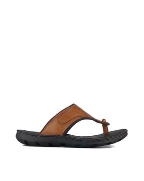 thong-style flip-flops with genuine leather upper