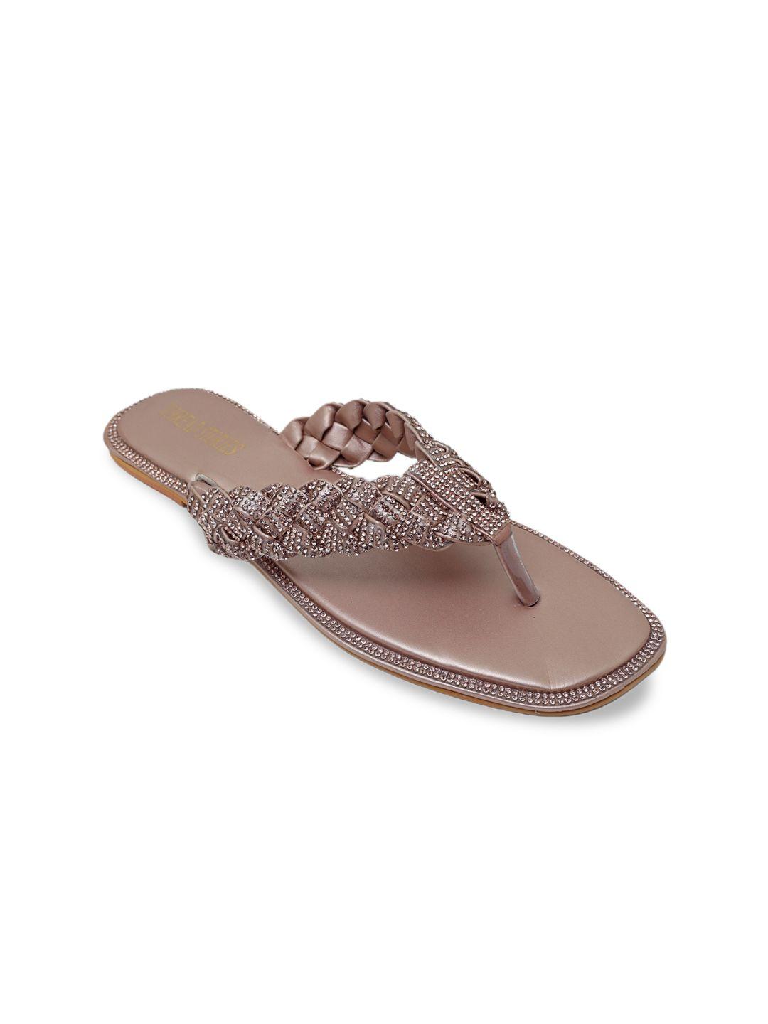 thread stories braided embellished open toe flats