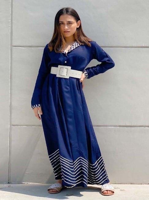 thread and button coral blue long dress