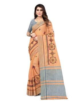 thread embroidered work saree