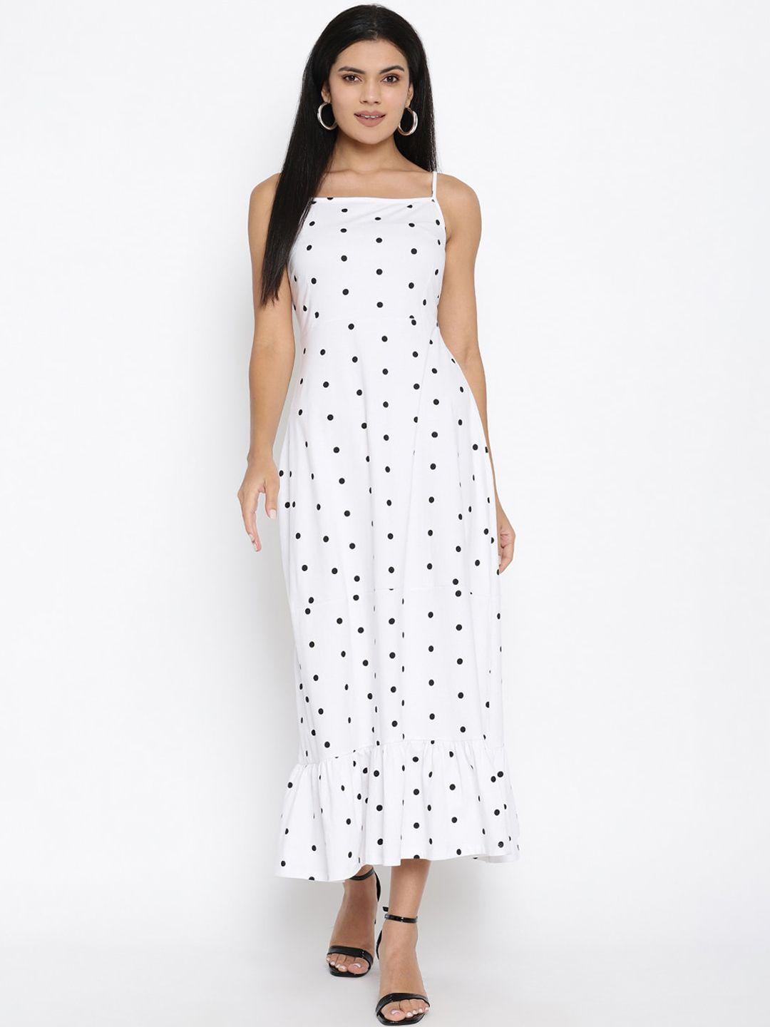 thread muster women white printed cotton maxi dress