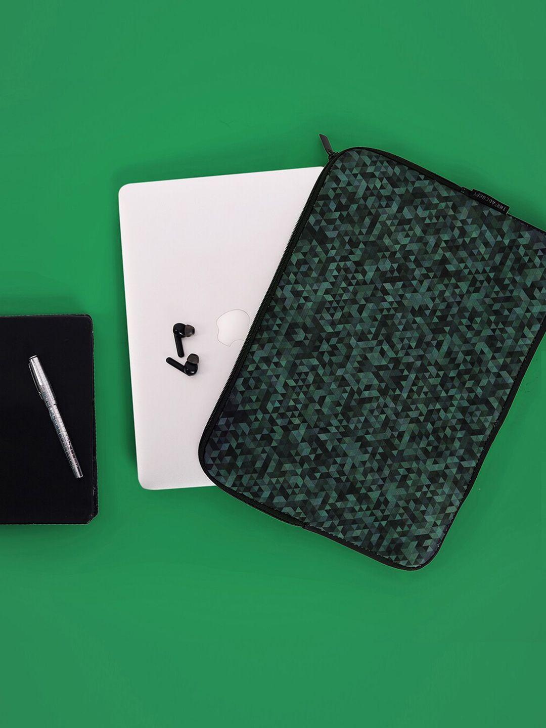 threadcurry unisex black & green printed laptop sleeve