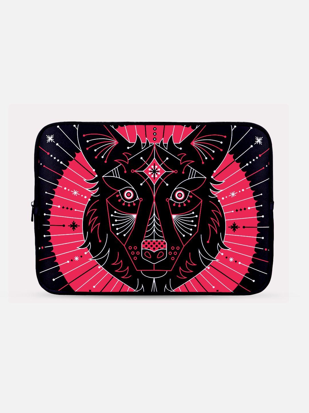 threadcurry unisex black & pink printed laptop sleeve