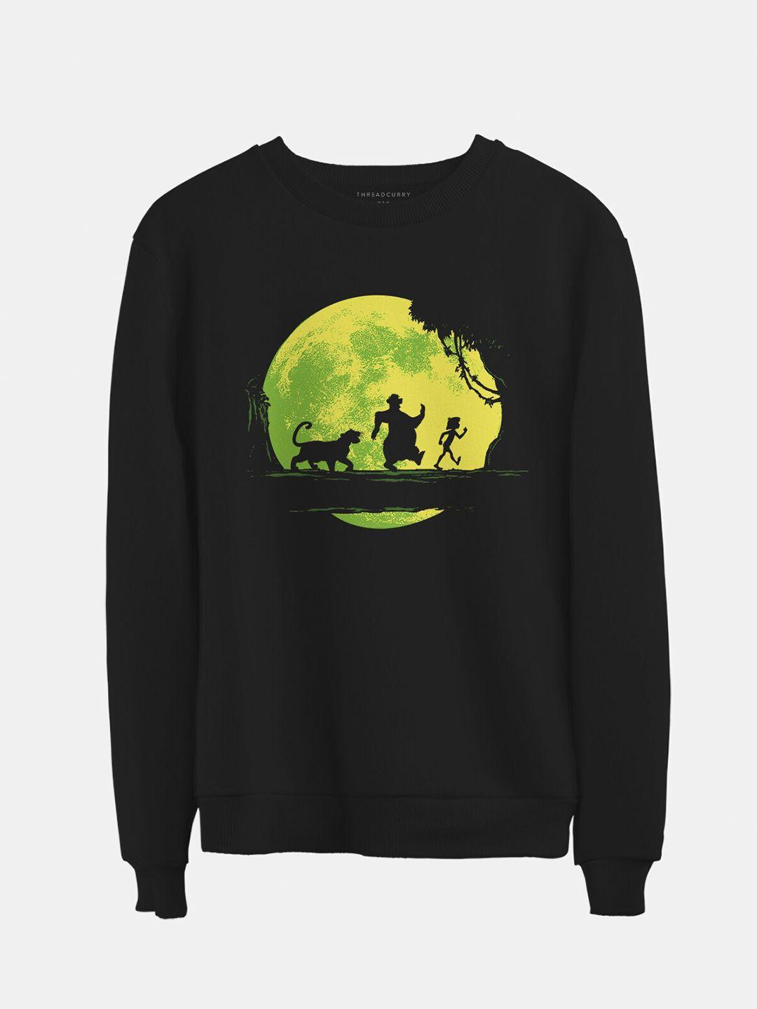 threadcurry unisex kids black printed sweatshirt
