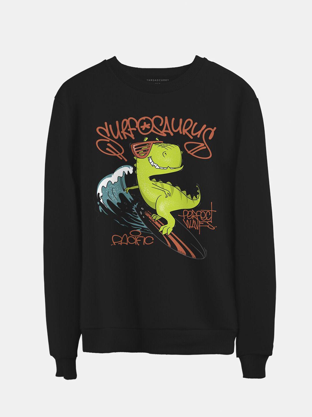 threadcurry unisex kids black printed sweatshirt