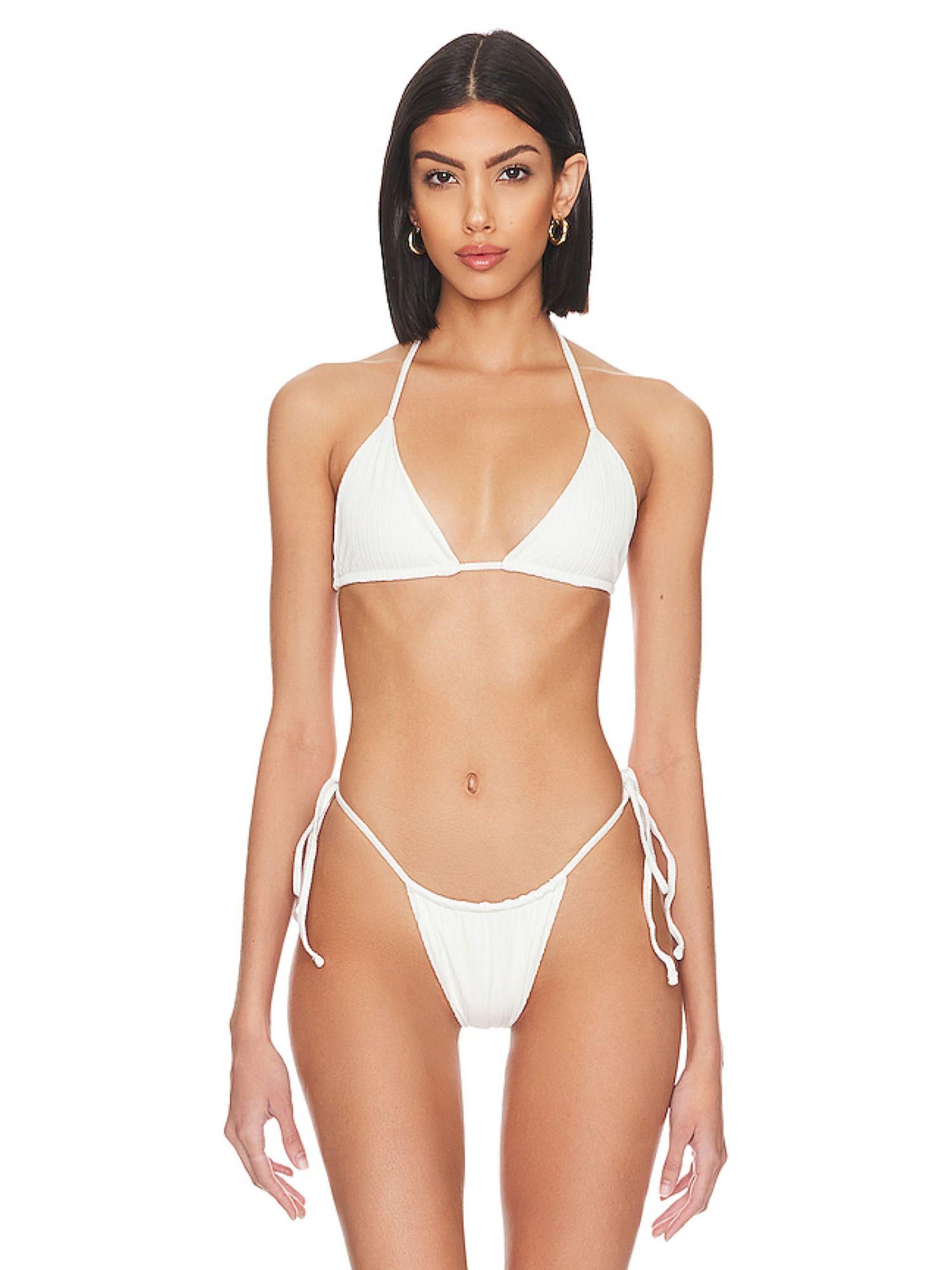 tia plisse bikini top white