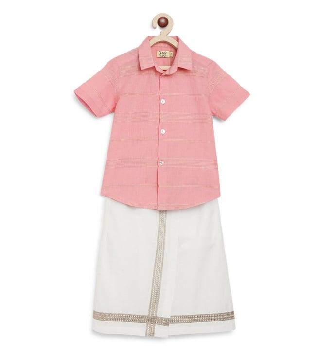 tiber taber boy pink stripes shirt and mundu