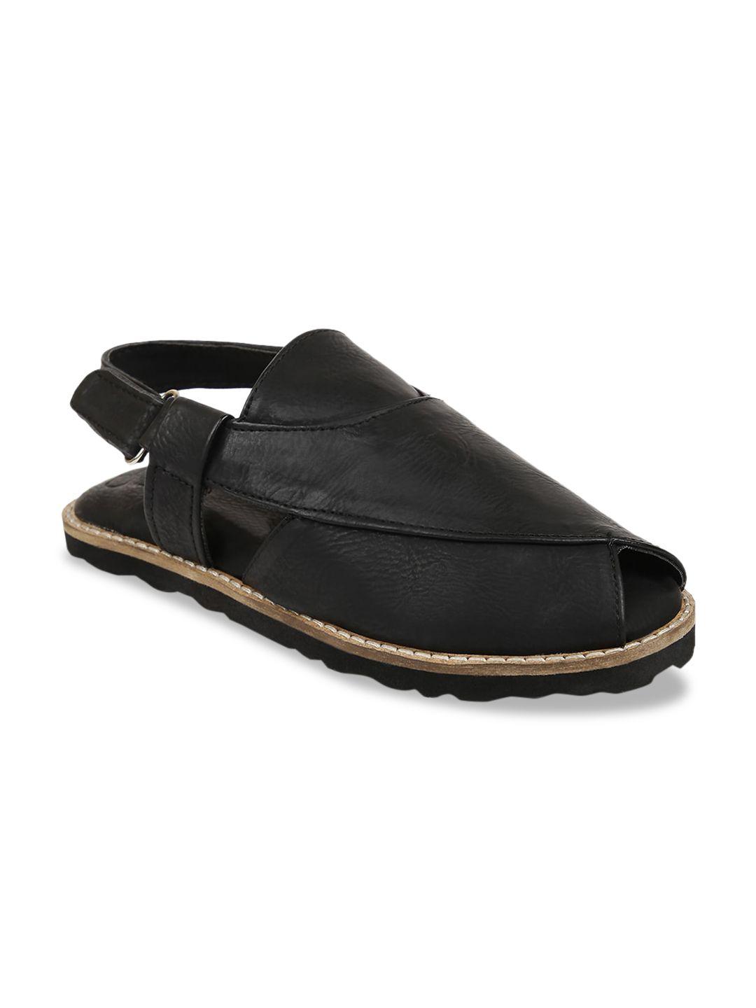 tiber taber boys black solid shoe-style sandals