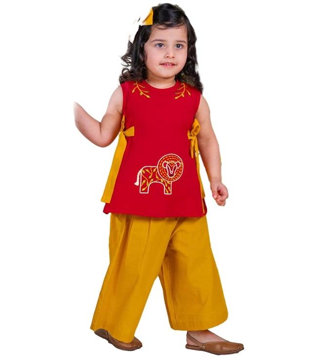 tiber taber girls red lion top with culotte