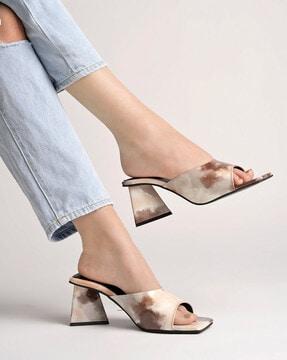 tie & dye chunky heeled sandals
