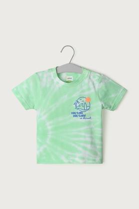 tie & dye cotton round neck infant boys t-shirt - green