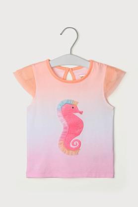 tie & dye cotton round neck infant infant girls t-shirt - multi