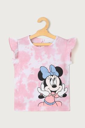 tie & dye cotton round neck infant infant girls t-shirt - pink