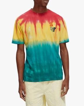 tie & dye crew-neck t-shirt with embroidery