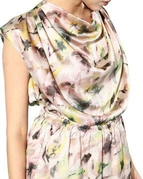tie & dye playsuit with cowl neck