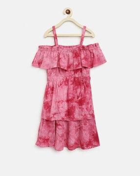 tie & dye print a-line dress