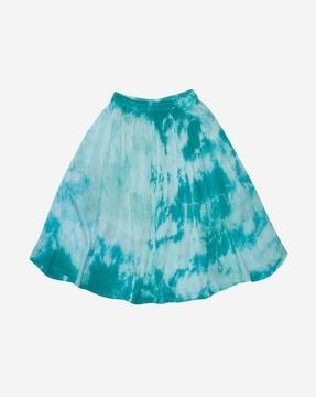 tie-&-dye-print-flared-skirt