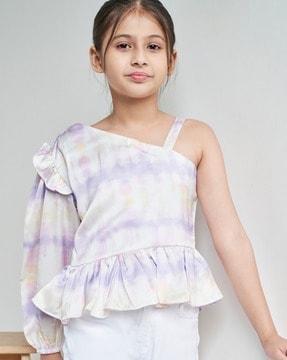 tie & dye print peplum top