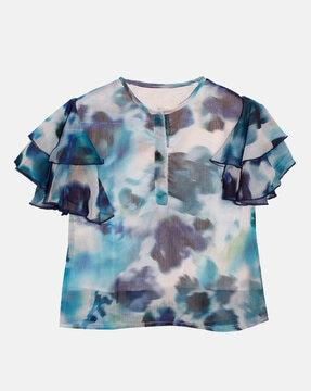 tie & dye top with butterfly sleeves