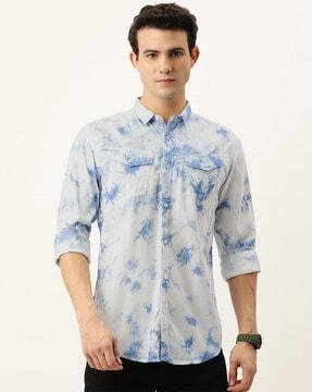 tie & dyed slim fit shirt