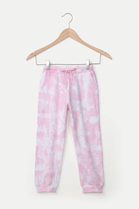 tie and dye cotton regular fit girls track pants - lilac