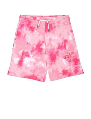 tie and dye mid rise shorts