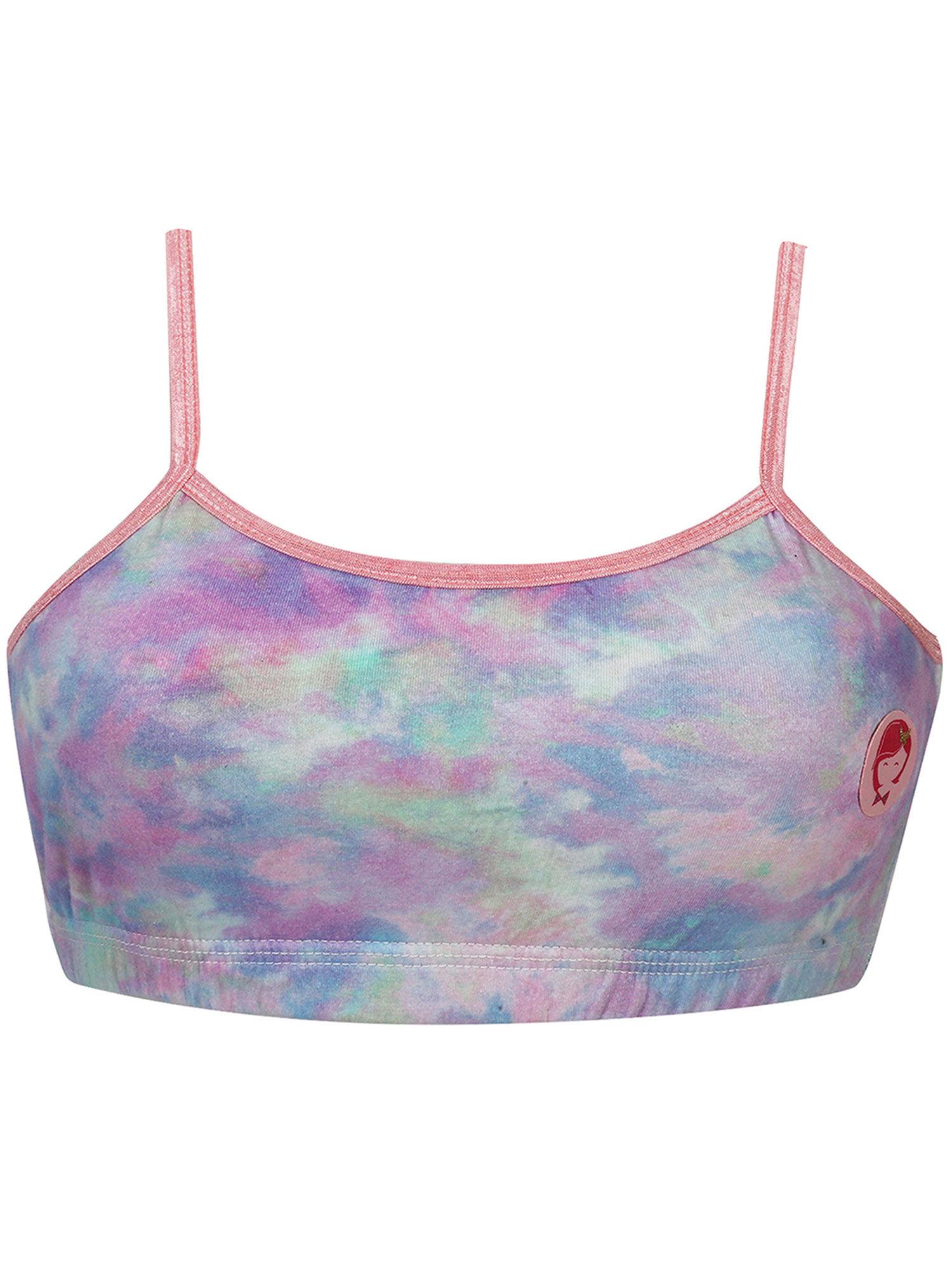 tie & die print non padded non wired teenager bra lavender multi-color