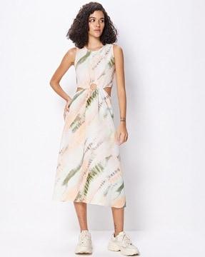 tie & dye a-line dress with cutouts