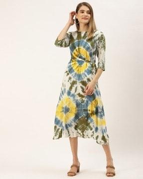 tie & dye a-line dress